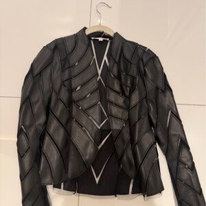 Hot & Delicious Black Geometric faux Leather Jacket